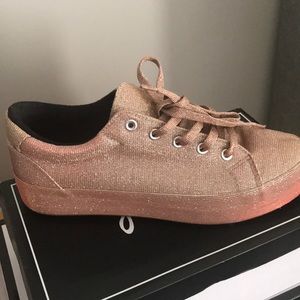 Glitter platform lace up sneakers